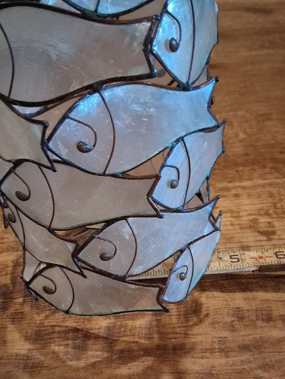 Iridescent White Fish Mosaic Lantern - Coastal Accent